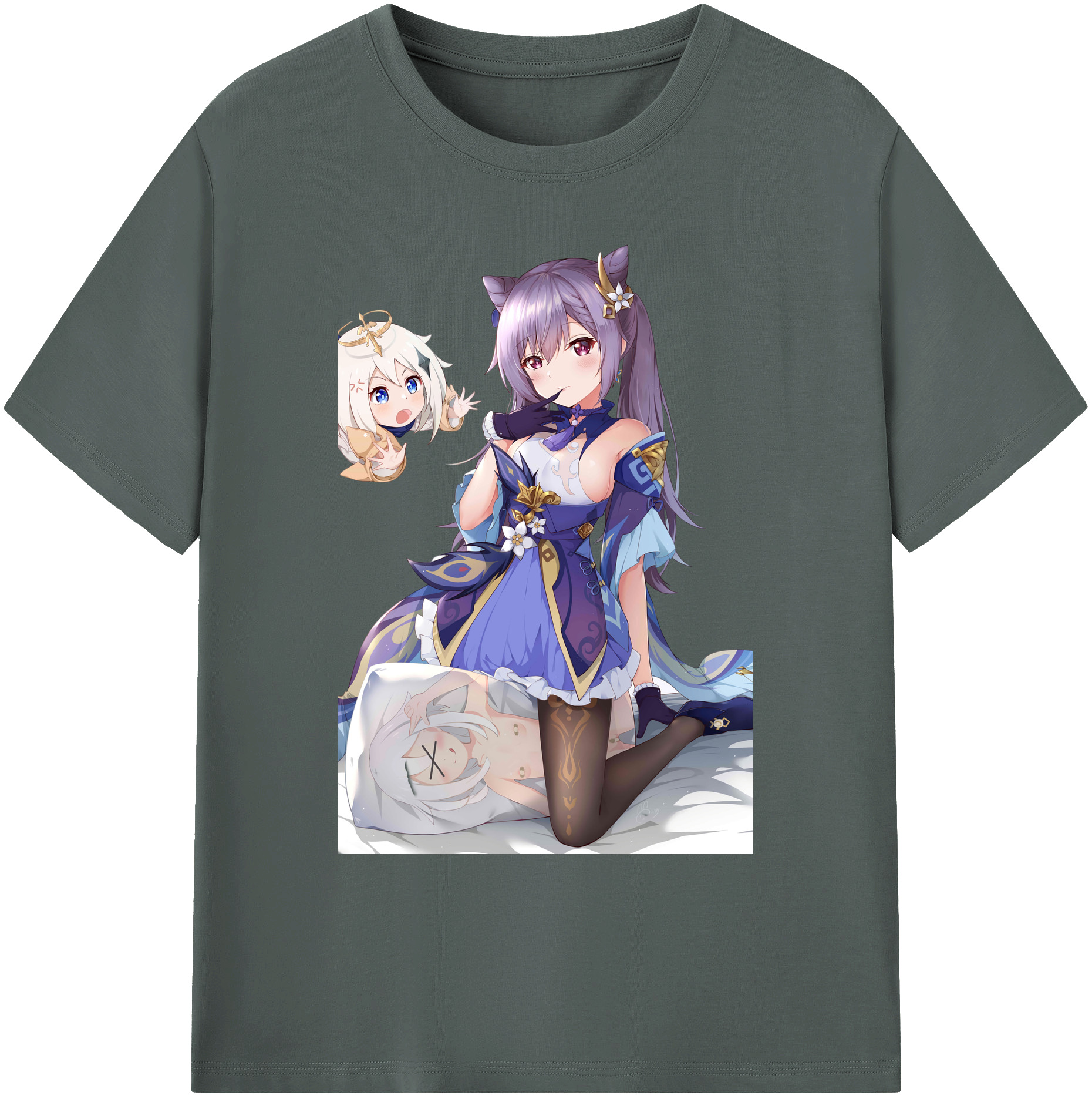げんし神 刻晴 こくせい genshin Kokusei 綿100％ メンズ半袖Tシャツ｜肌触りやわらか＆通気性